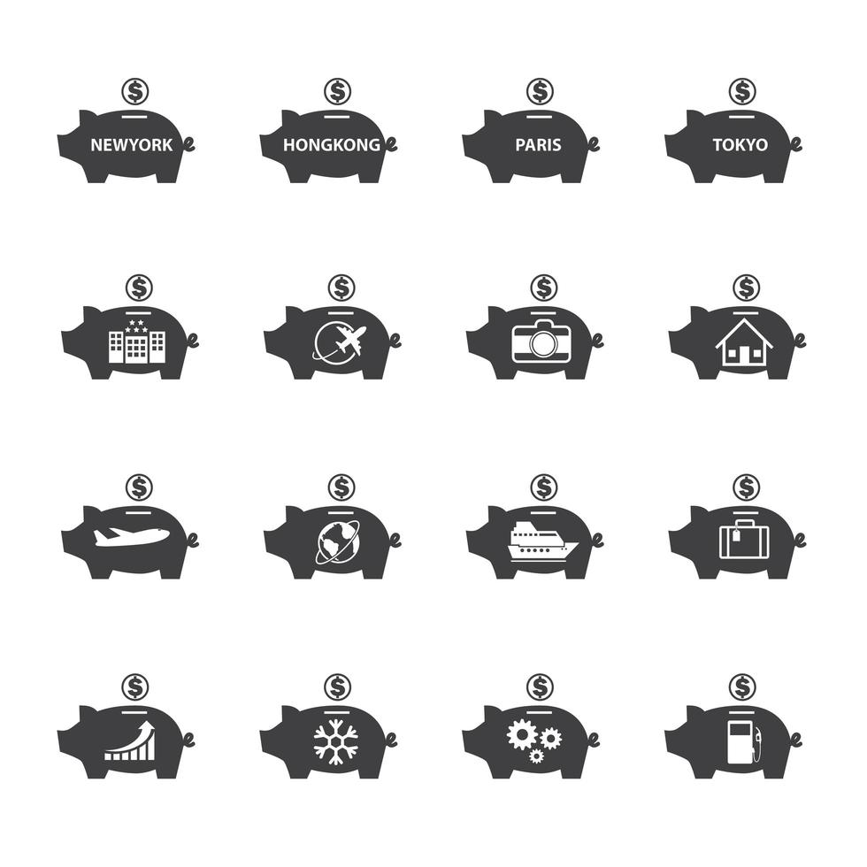 Piggy bank icons vector