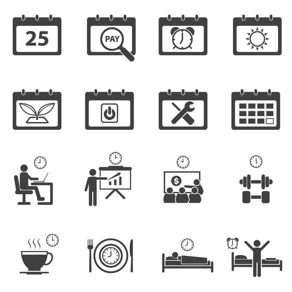 Calendar daily routine icons vector