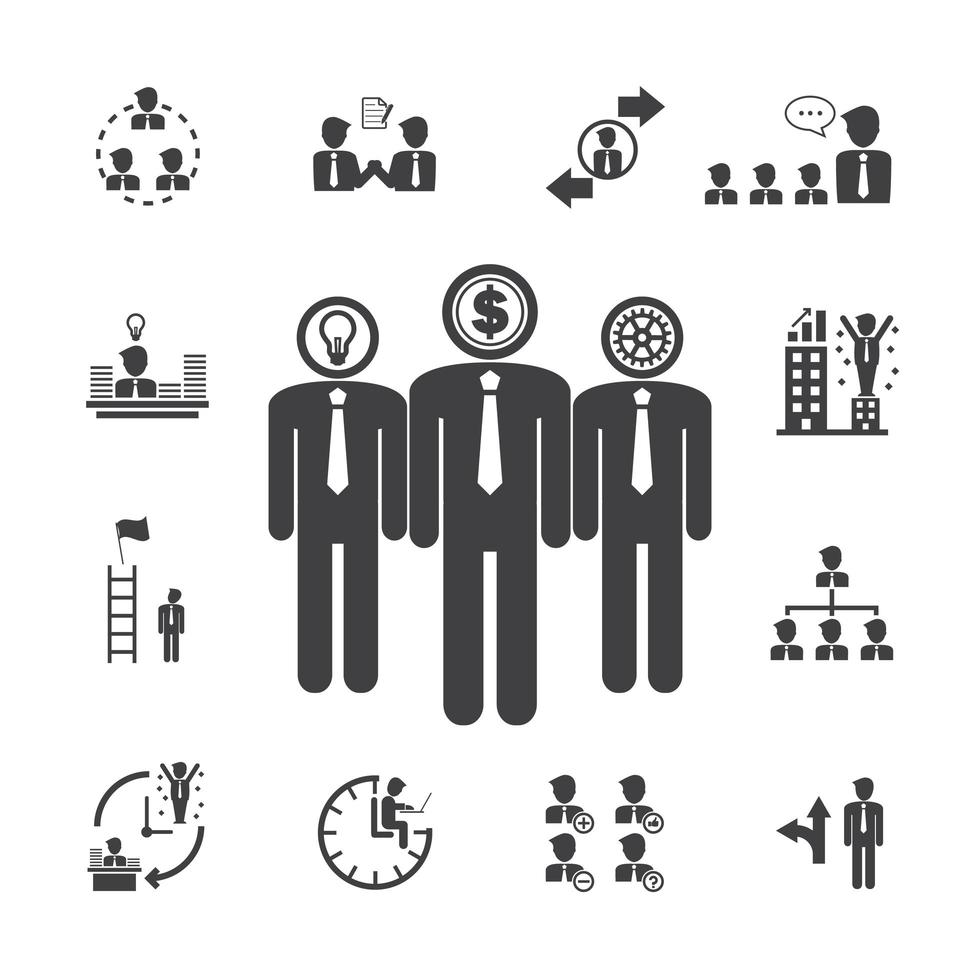 Business team management icons vector