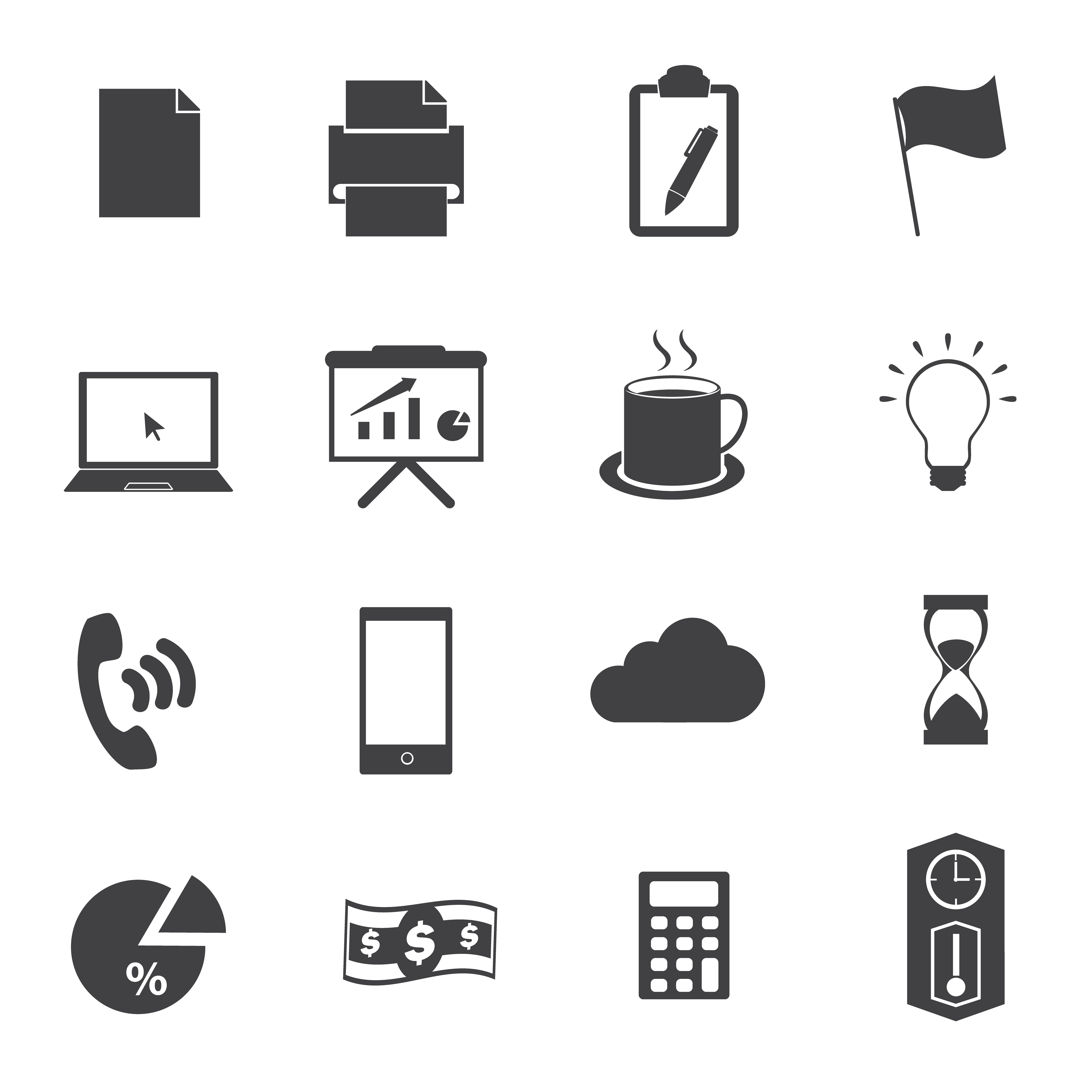 Business office black icon set 1215086 Vector Art at Vecteezy