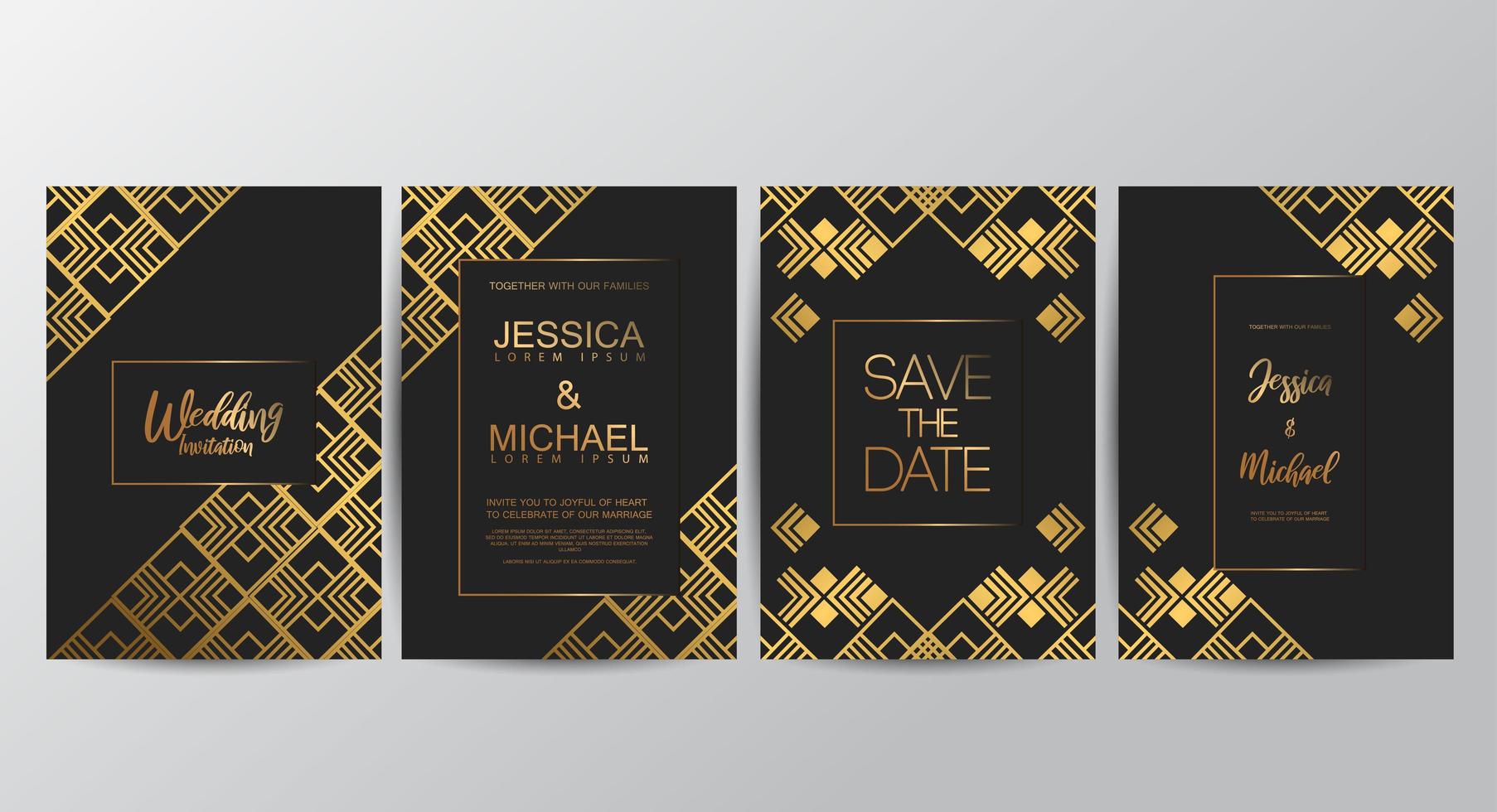 Art deco save the dates  vector