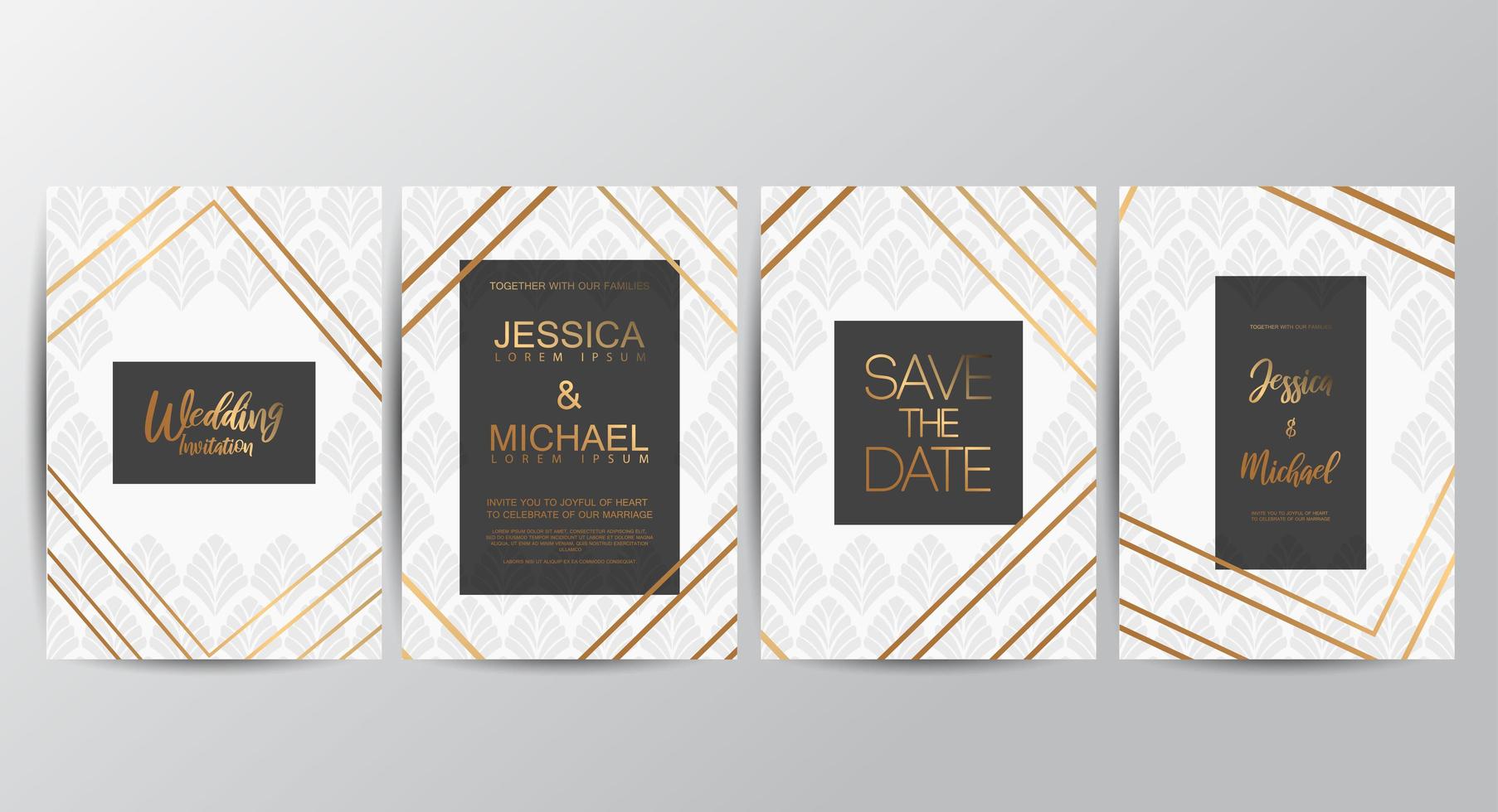 White wedding invitation cards vector