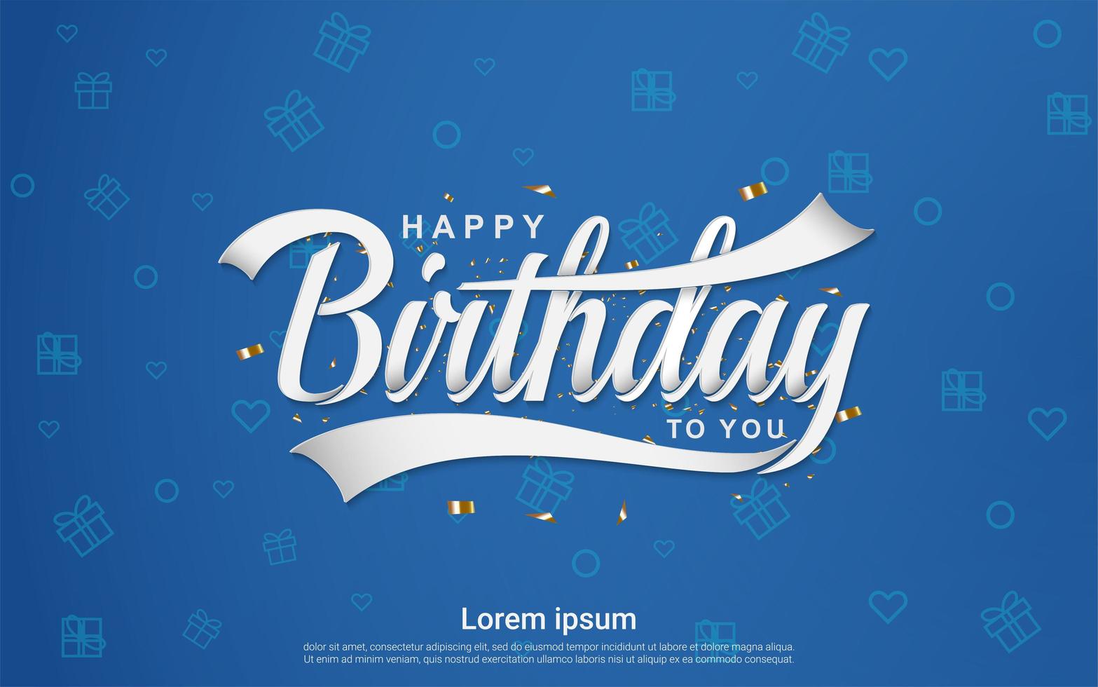 Happy birthday celebration in blue background vector