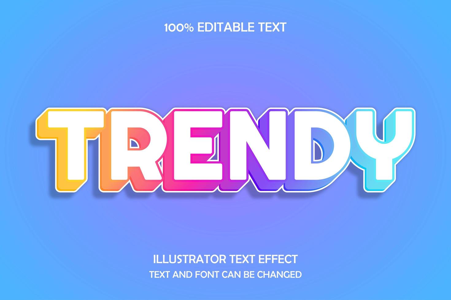 Trendy gradient outline text effect vector