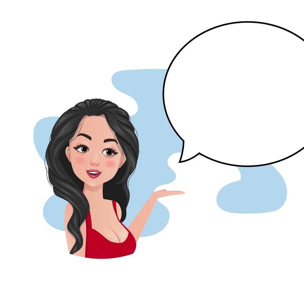 Brunette girl with thought cloud vector