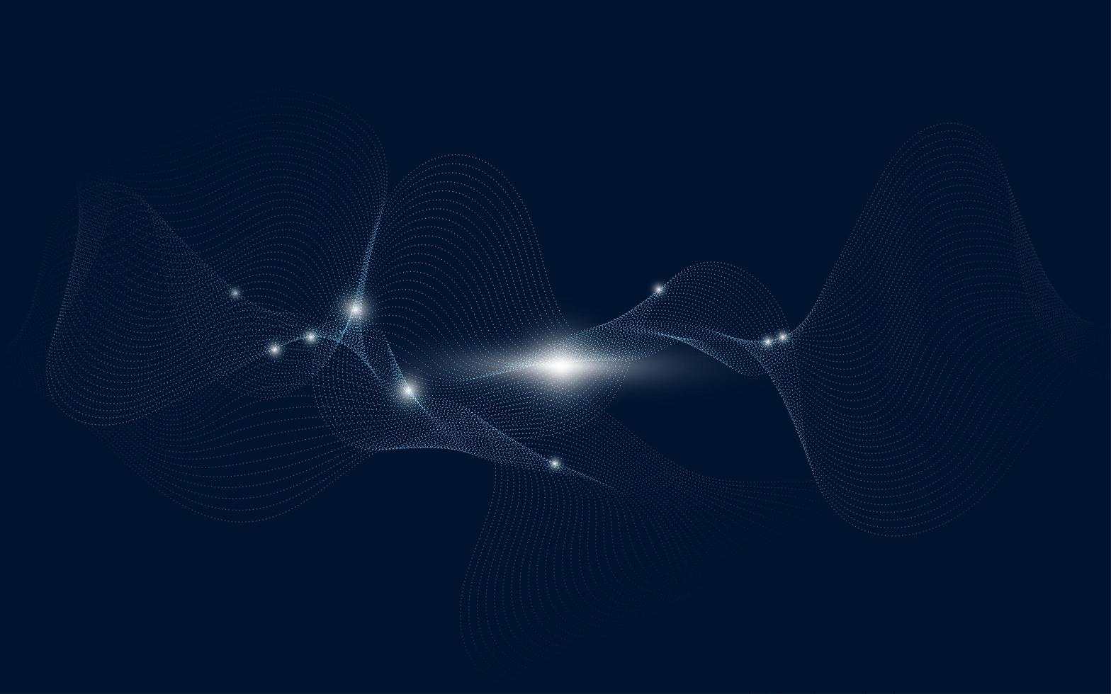 Blue line waves and glowing lights vector