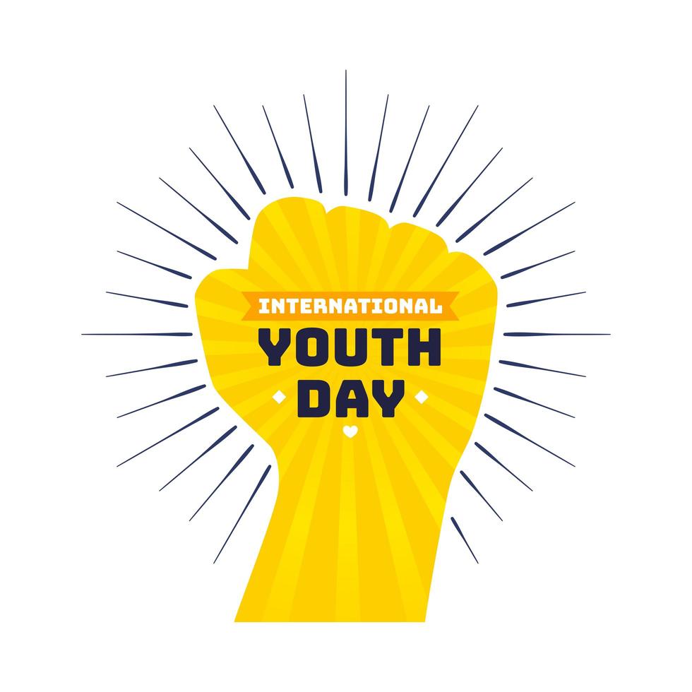 International youth day design with yellow fist vector