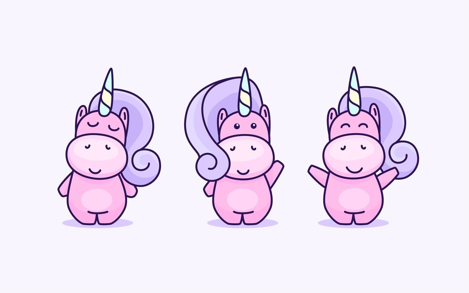 lindo unicornio en colores pastel colección vector