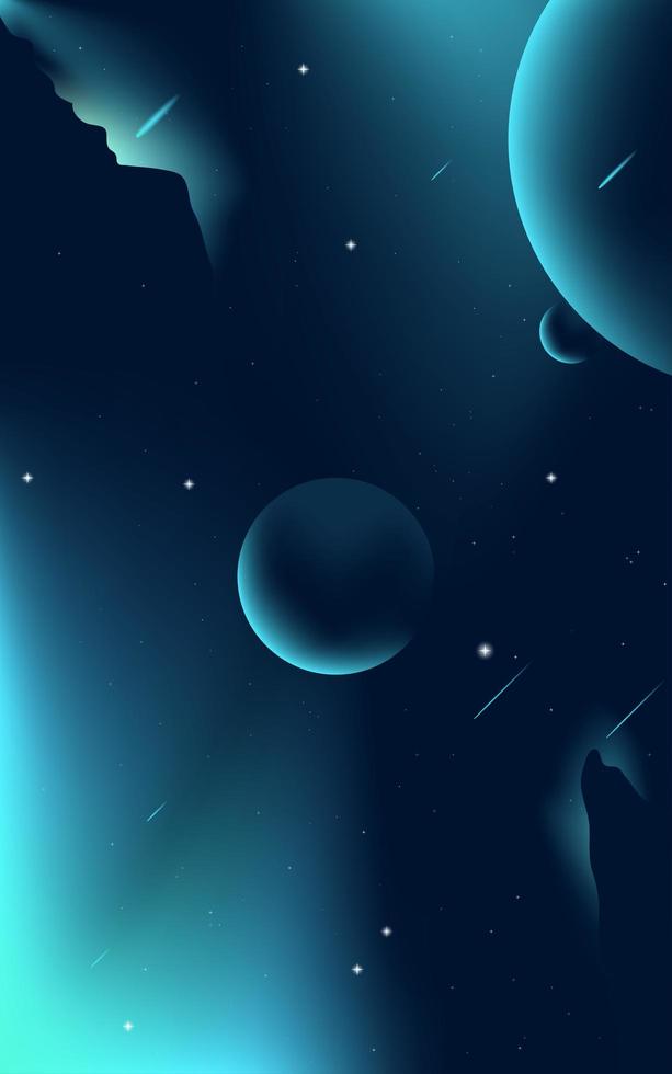 Vertical blue space scene vector