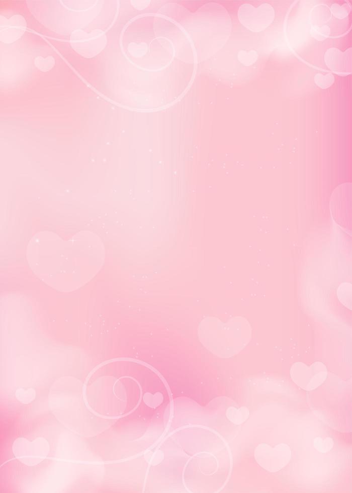 Pink sky with hearts and swirls vector
