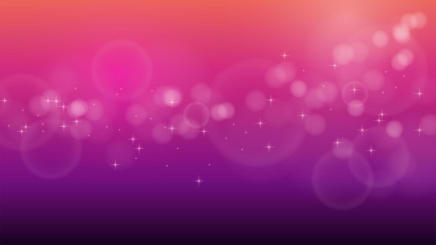 degradado morado y rosa con bokeh y estrellas vector