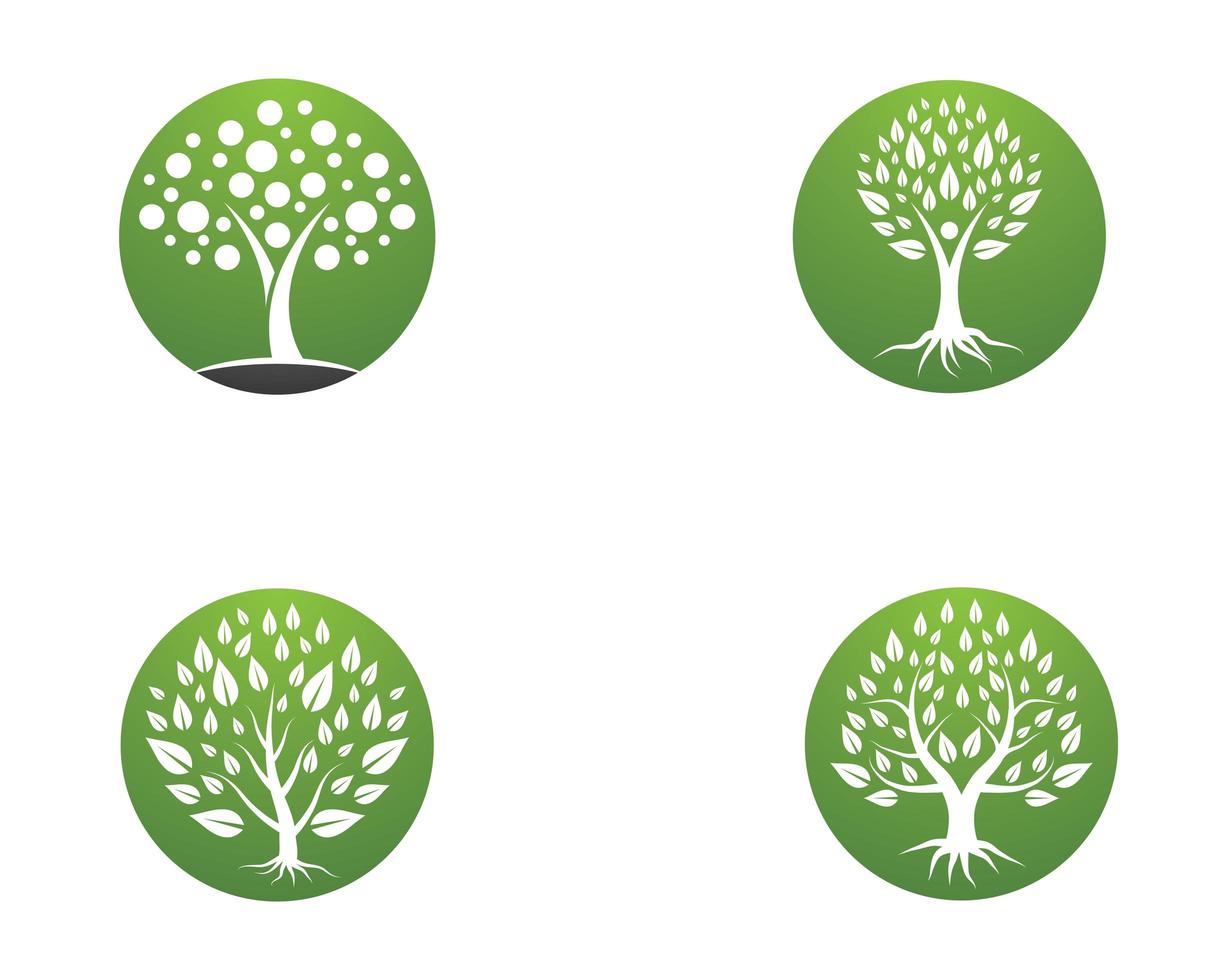 Tree symbol round icon set vector