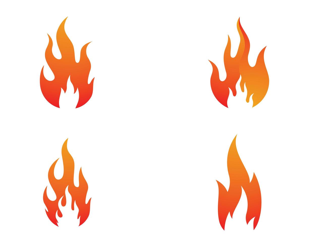 Fire orange red flame set vector