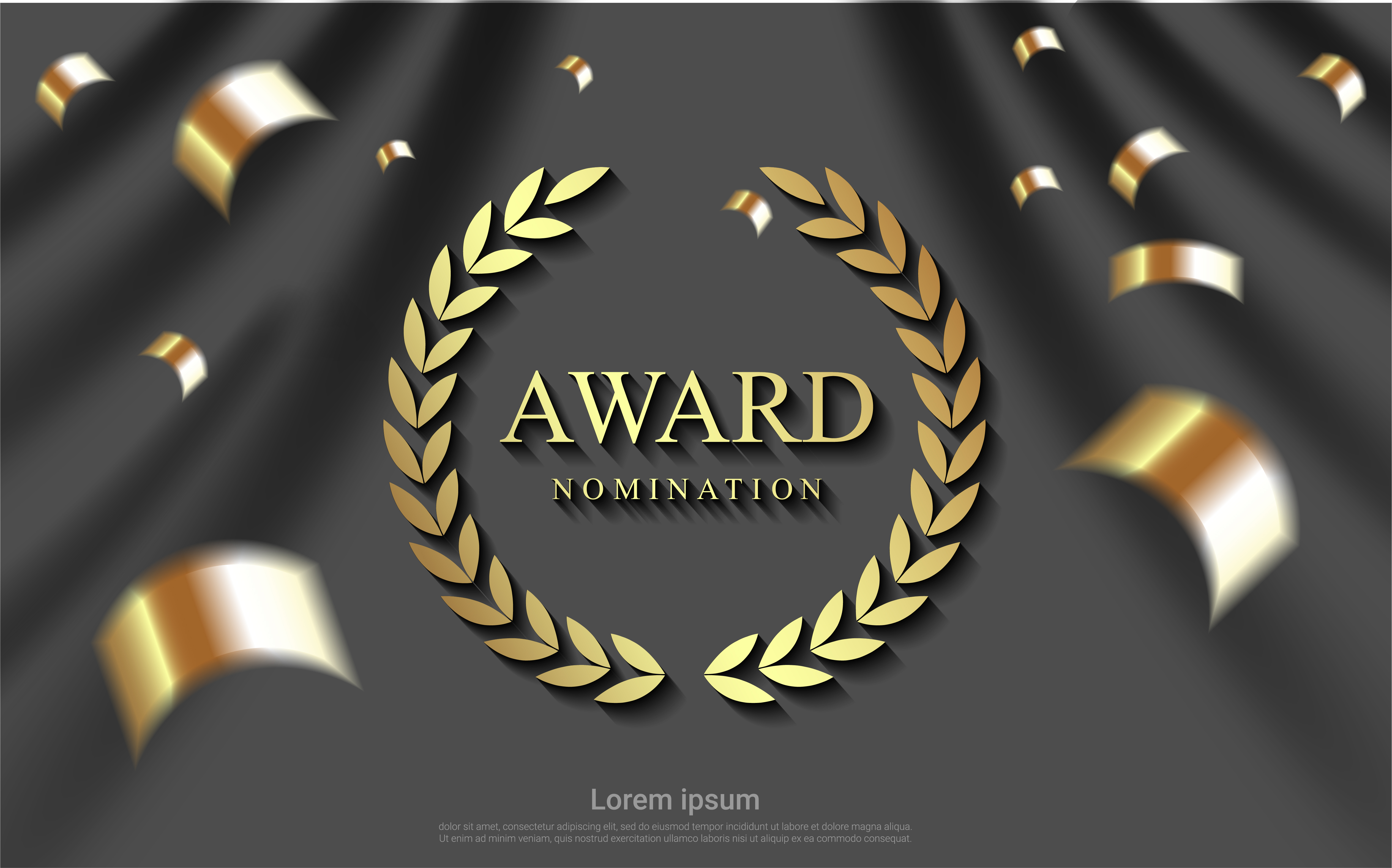 Award nomination background with ribbons and grey curtain 1215288