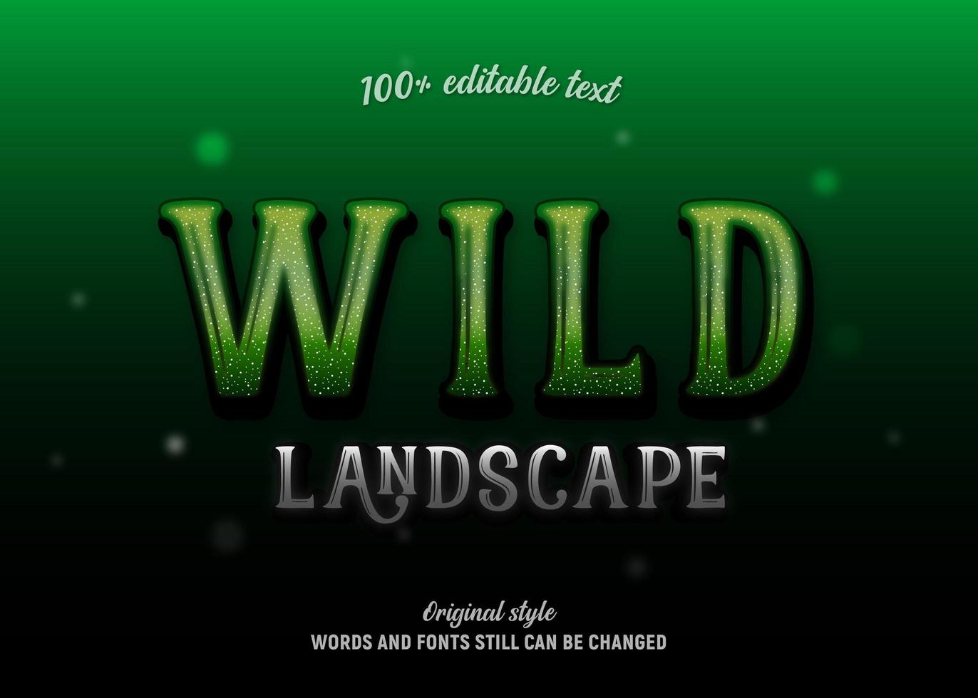 Wild landscape sparkly green editable text vector