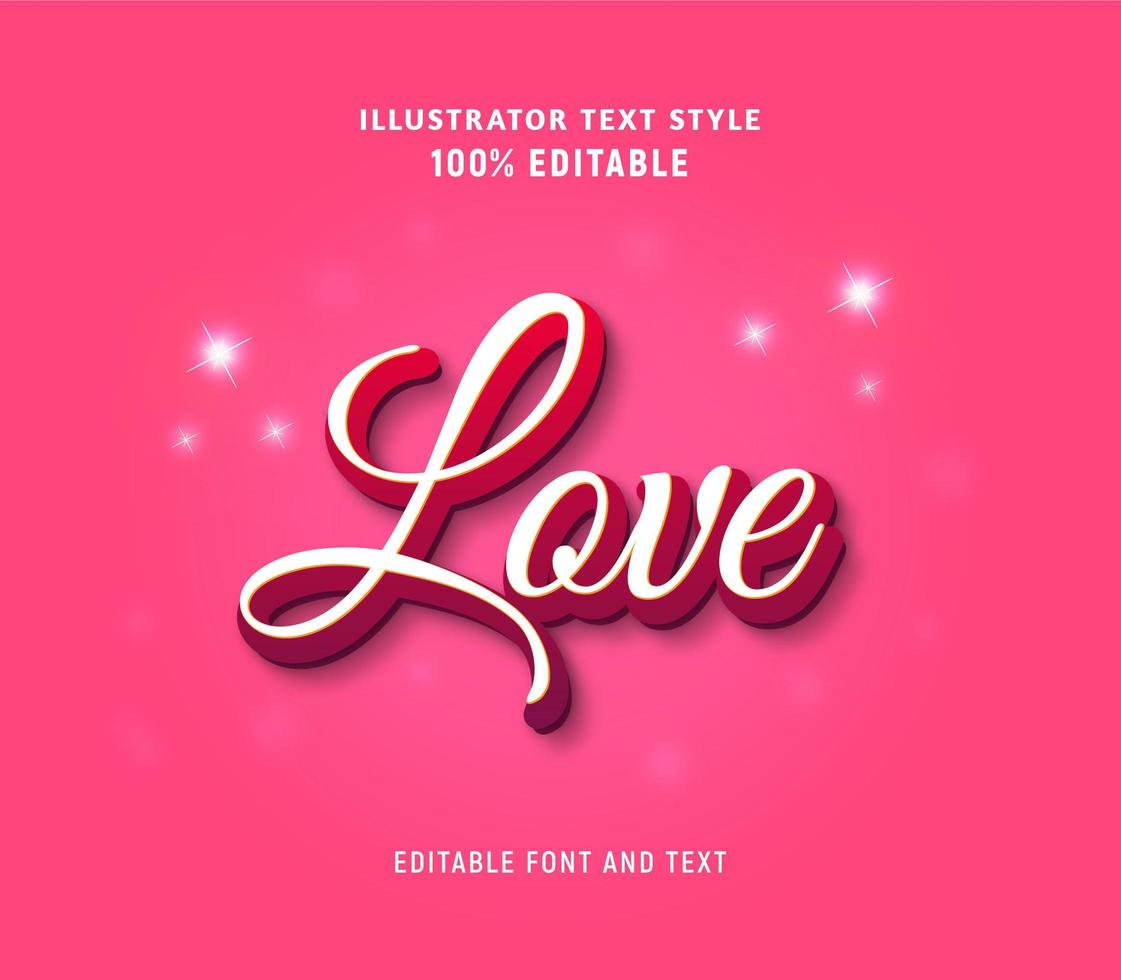 Love modern white and pink editable text vector