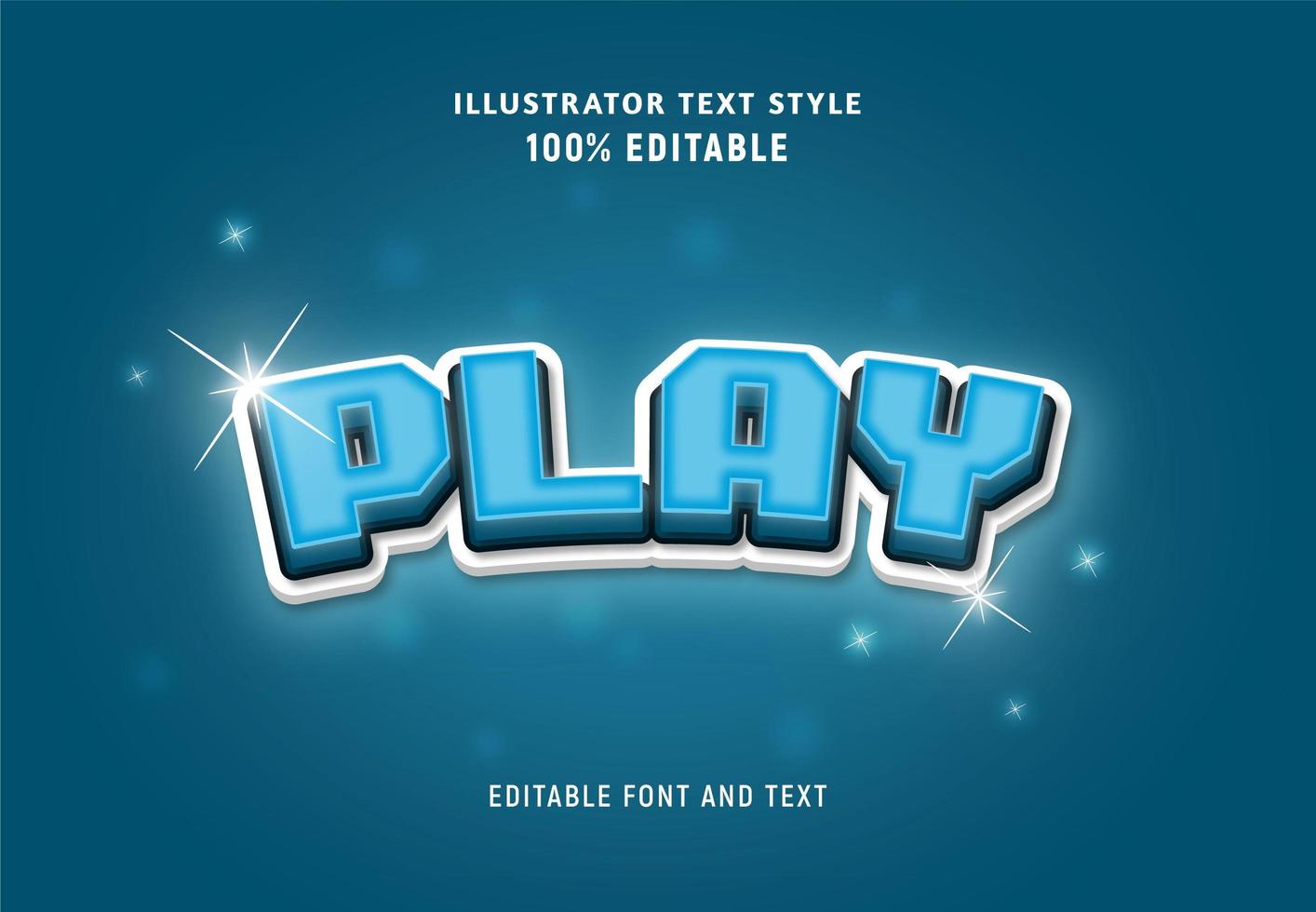 Glowing blue with white outline editable text vector