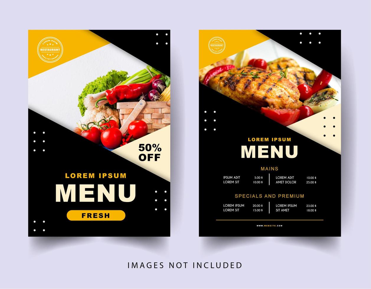 Black and orange angle design restaurant menu vector