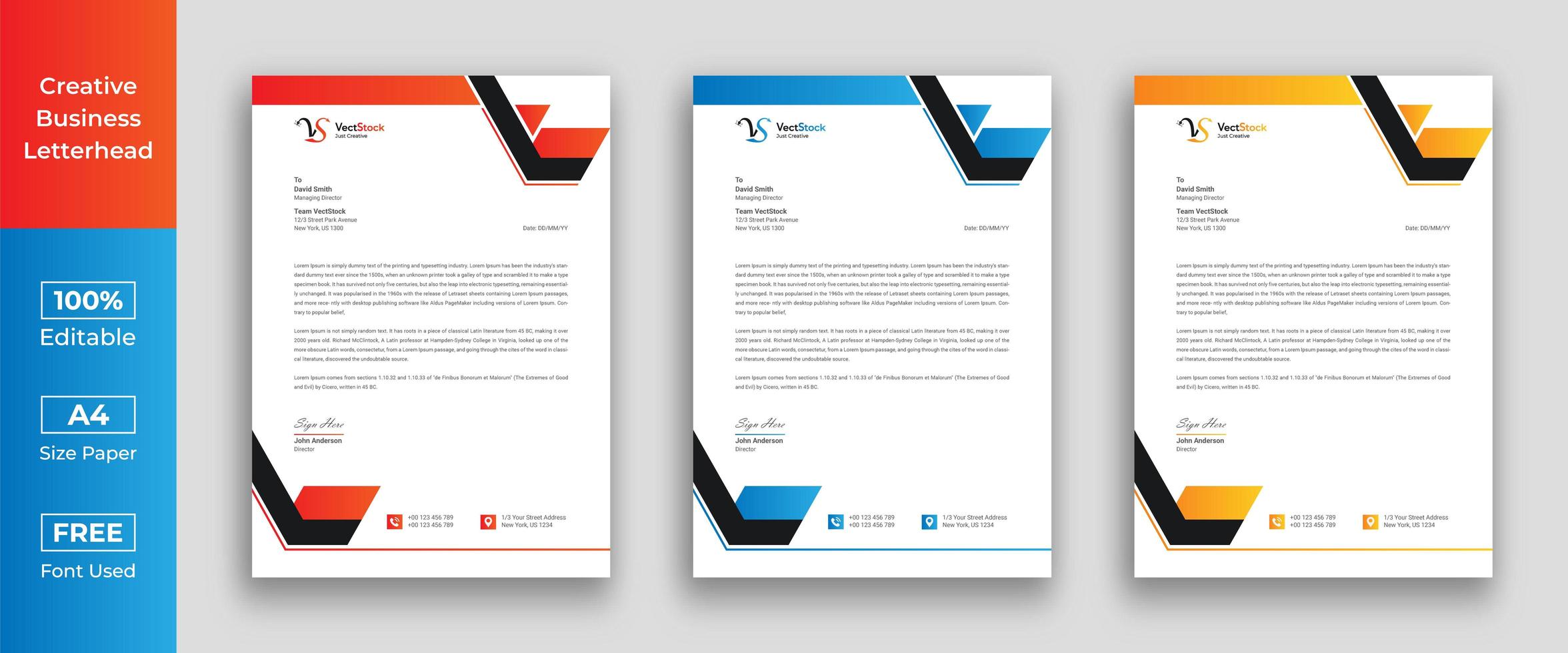 Letterhead set or bundle vector