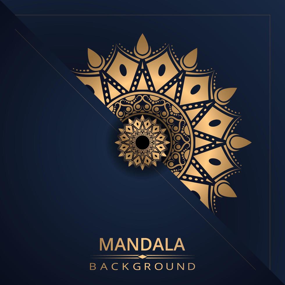 Mandala background with golden color vector