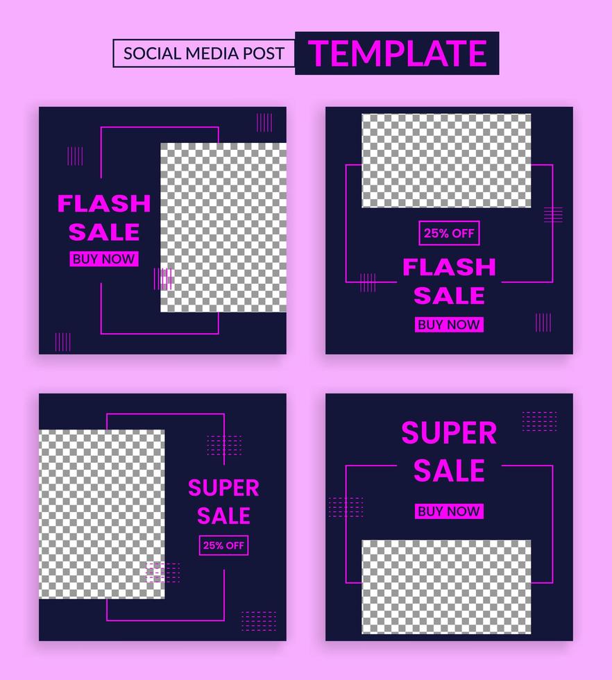 Flash sale social media instagram post template vector