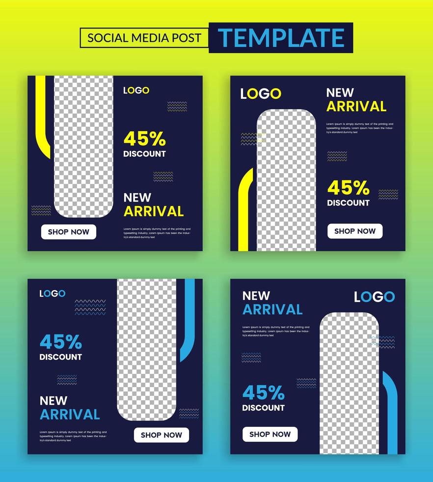 New arrival social media post template, vector