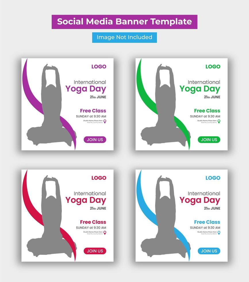 Yoga day social media post template vector