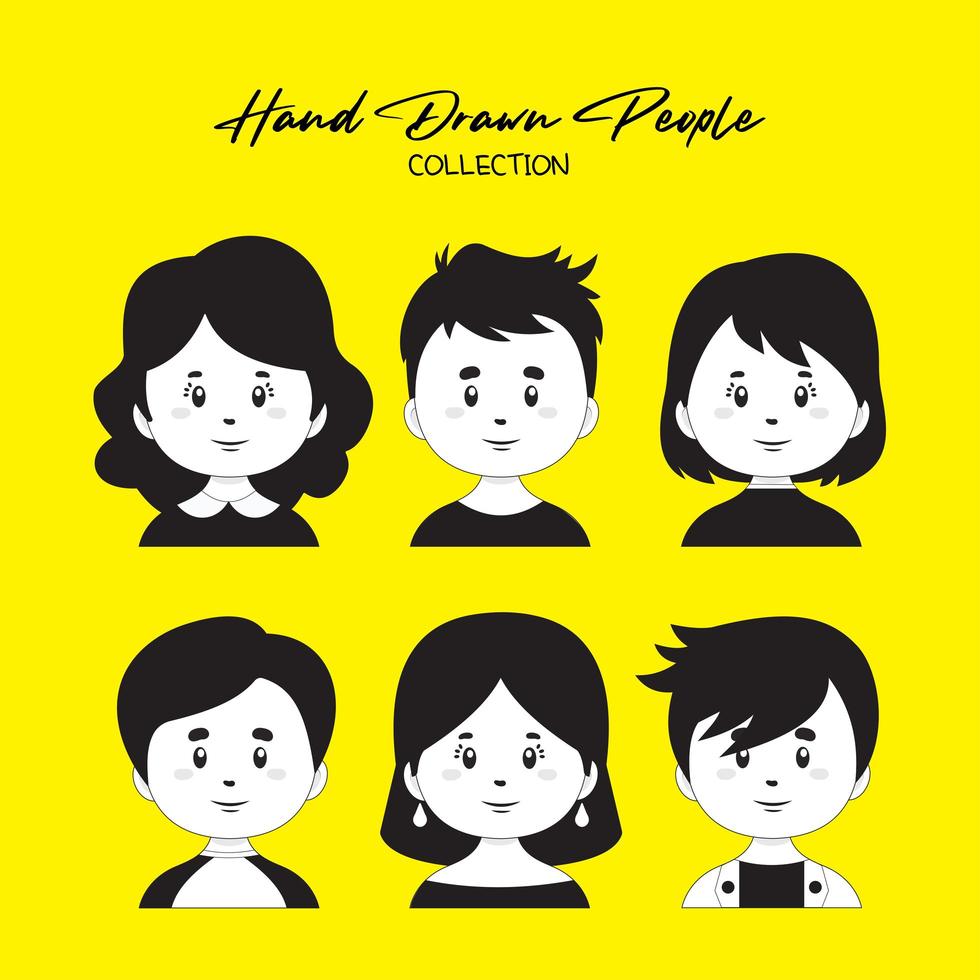 Black and White People Avatar Collection  vector