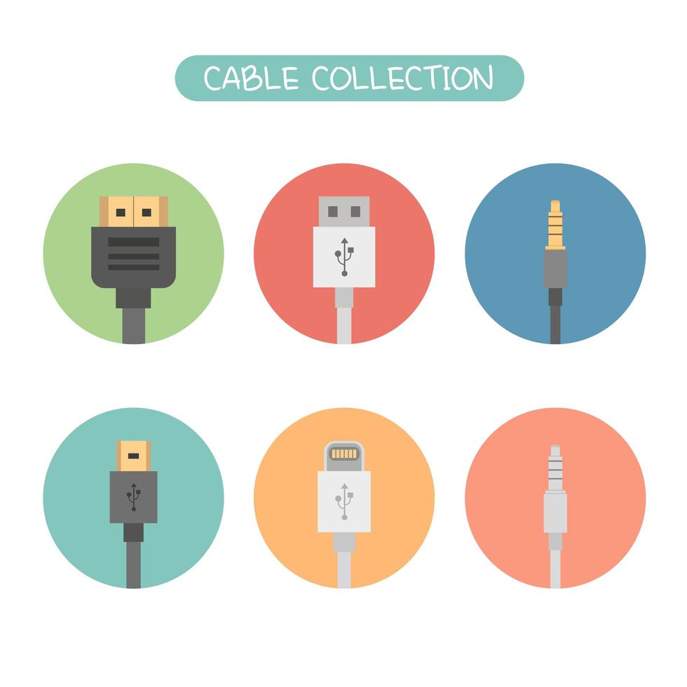 conjunto de icono de recogida de cable vector