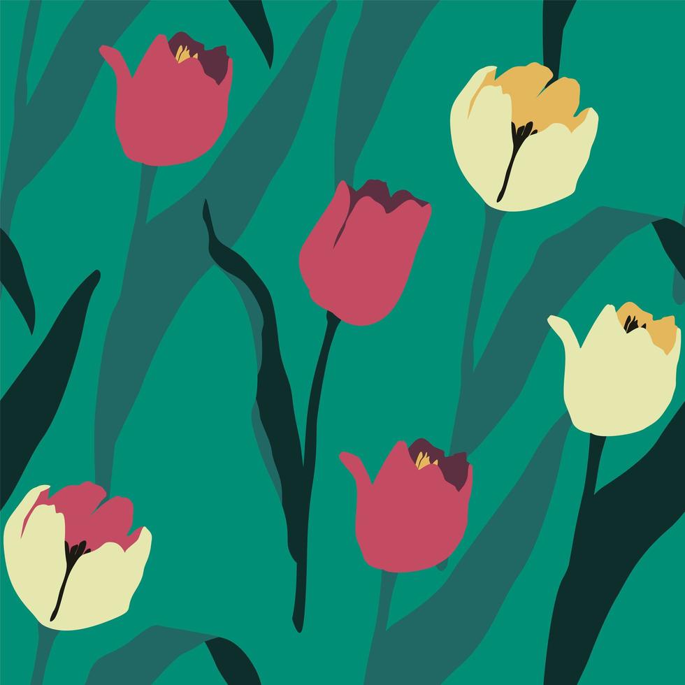 Artistic seamless pattern with abstract tulips. Modern design vector