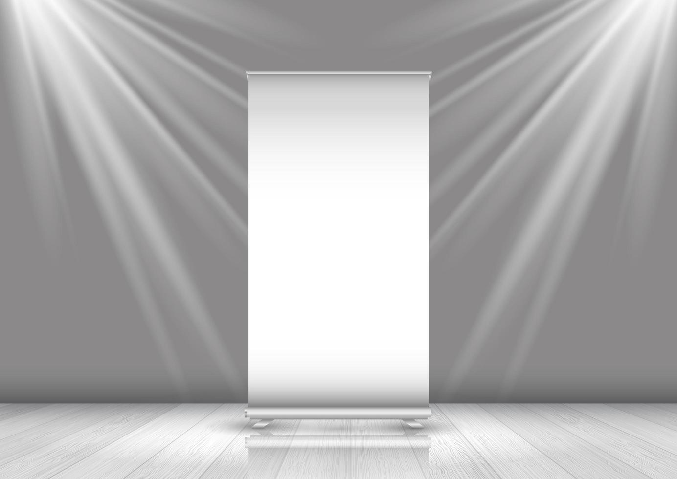 Business roll up banner in room with spotlights shining down vector