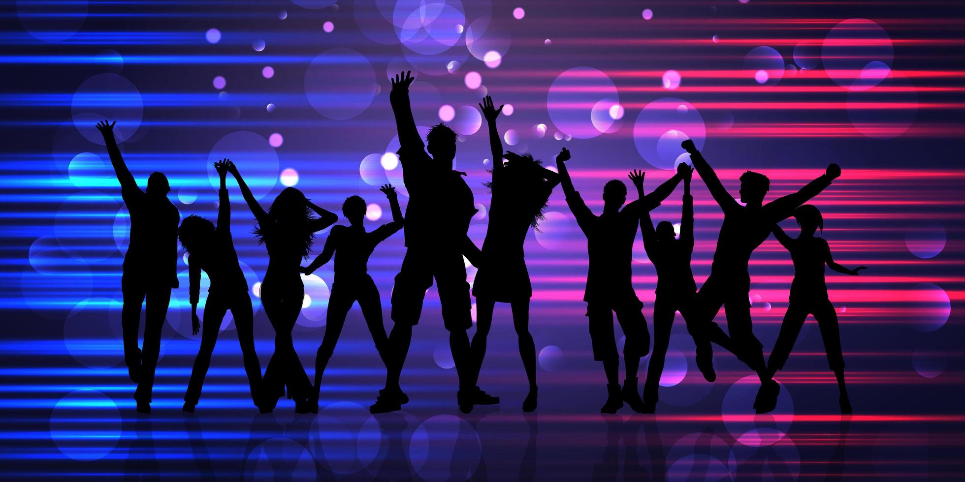 Abstract banner with silhouettes of party people vector