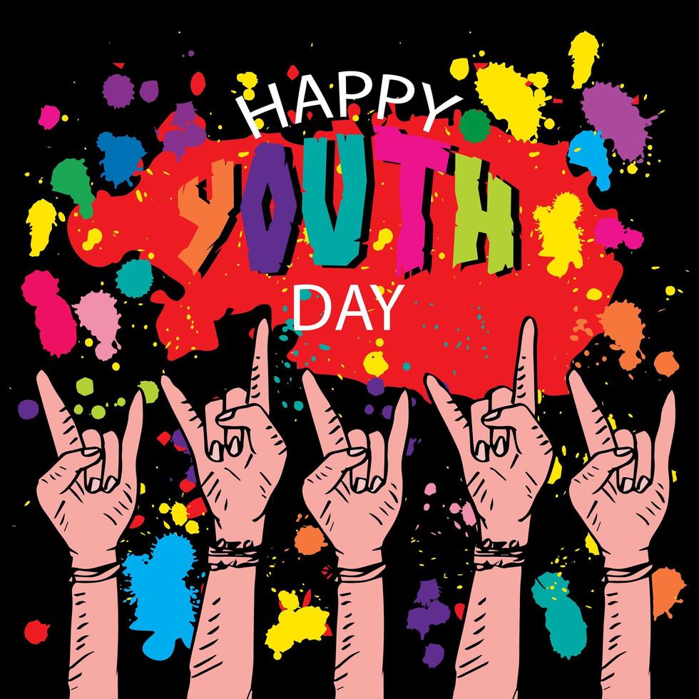 Happy Youth Day Rock Hand Symbol Design  vector