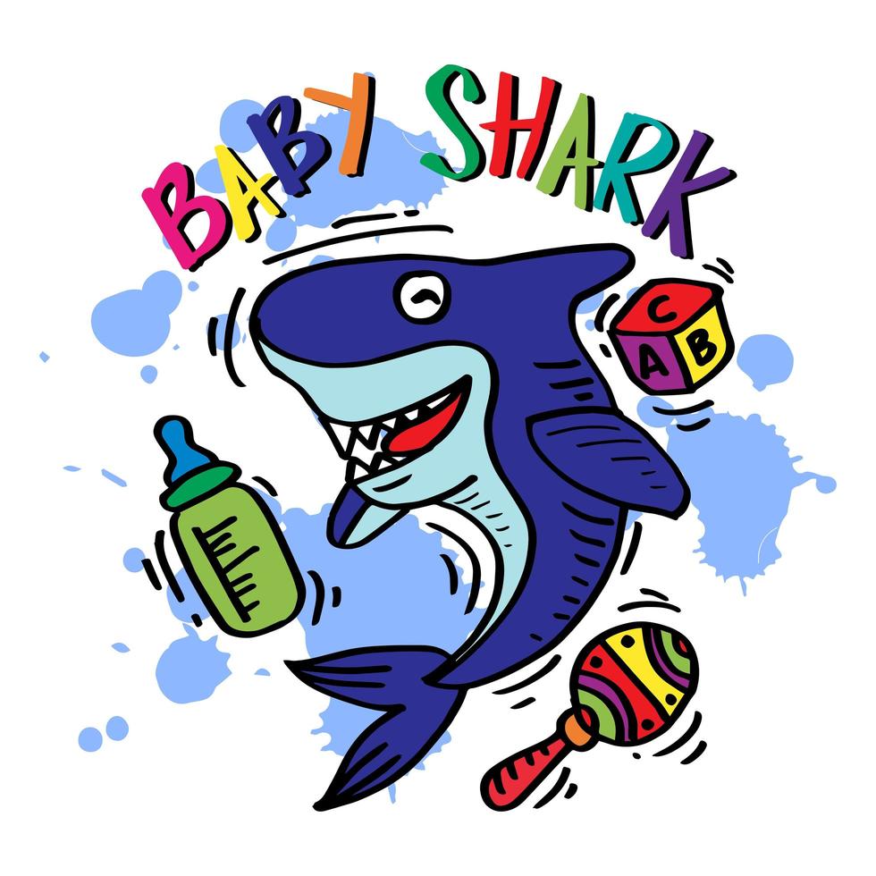 diseño de dibujos animados de tiburón bebé vector