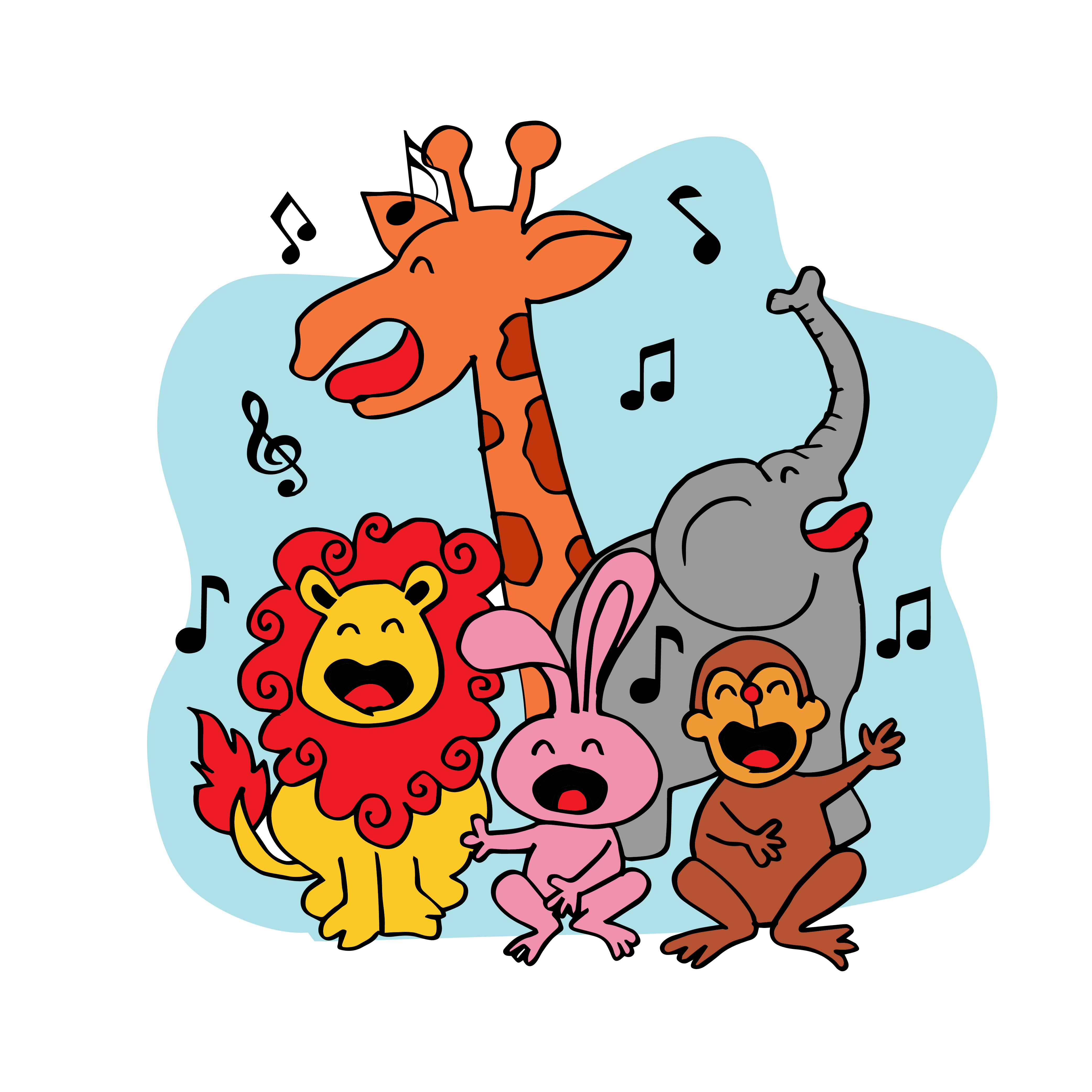 Cute Cartoon Wild Animals Singing 1217226 Vector Art at Vecteezy