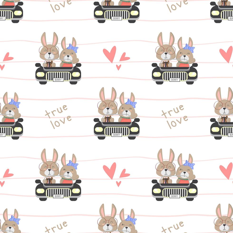 True love Bunny driving a car  vector