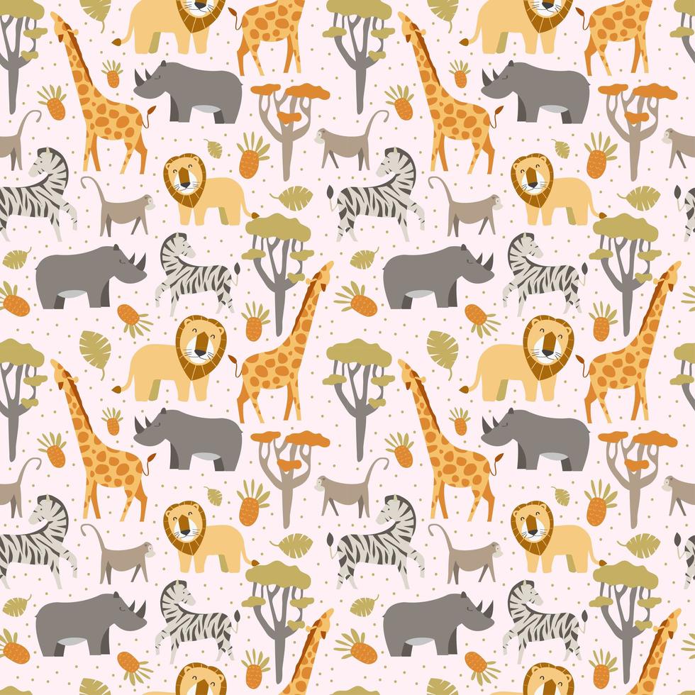 Pattern with african animals  vector