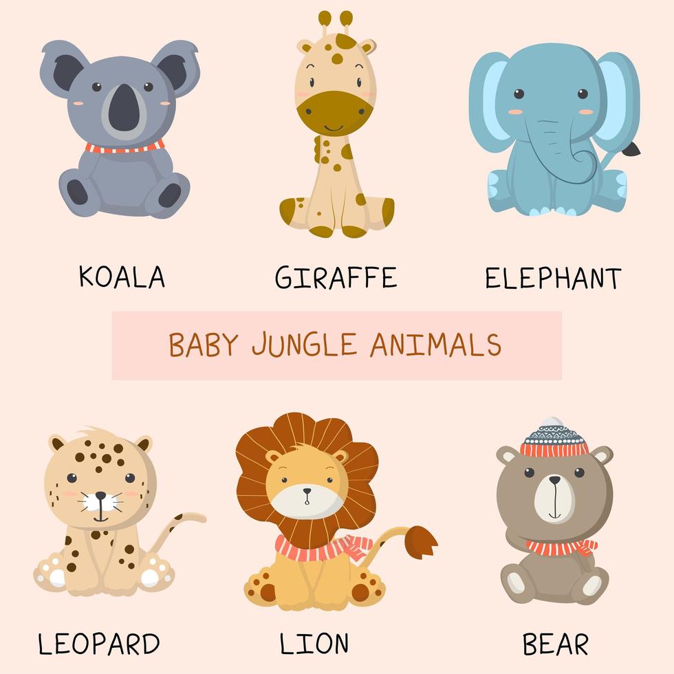 conjunto de lindos animales bebé vector