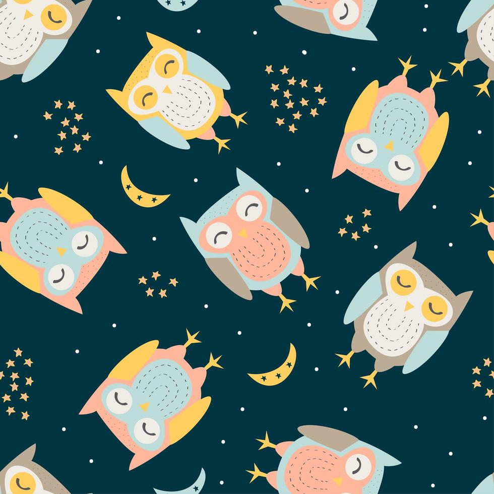 Owl with seamless pattern  vector