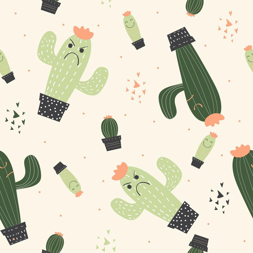 Seamless childish pattern the cactus vector