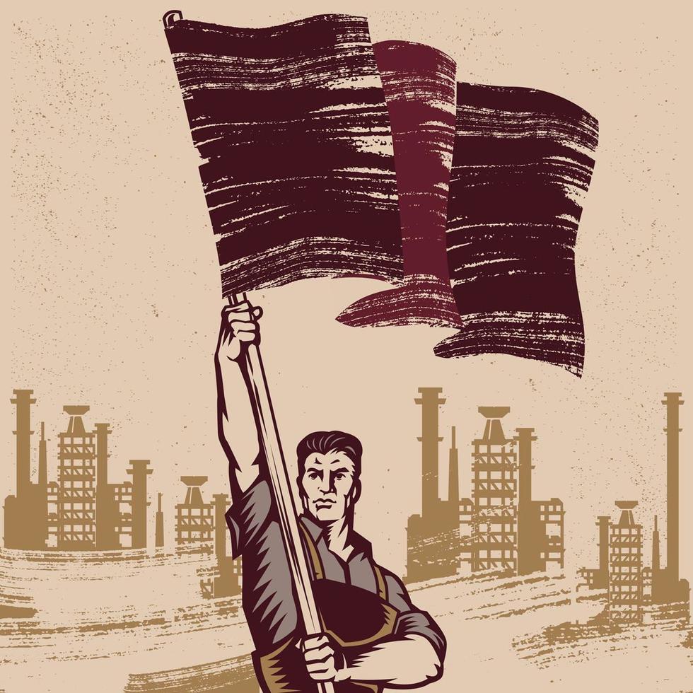 Man Waving Revolutionary Flag vector