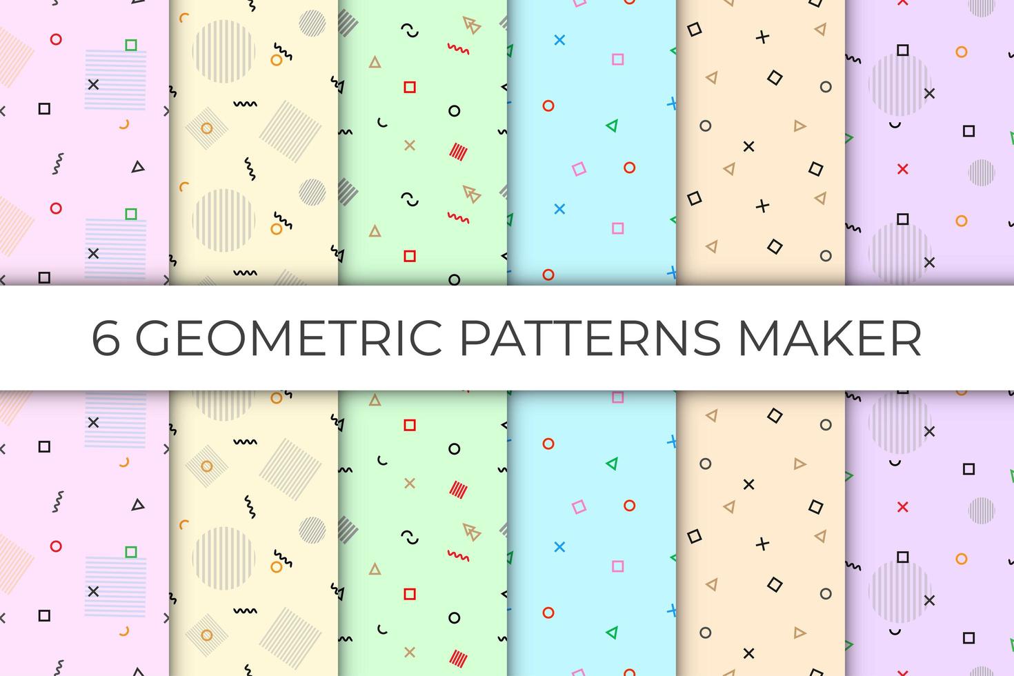 6 collections of geometric seamless pattern vector