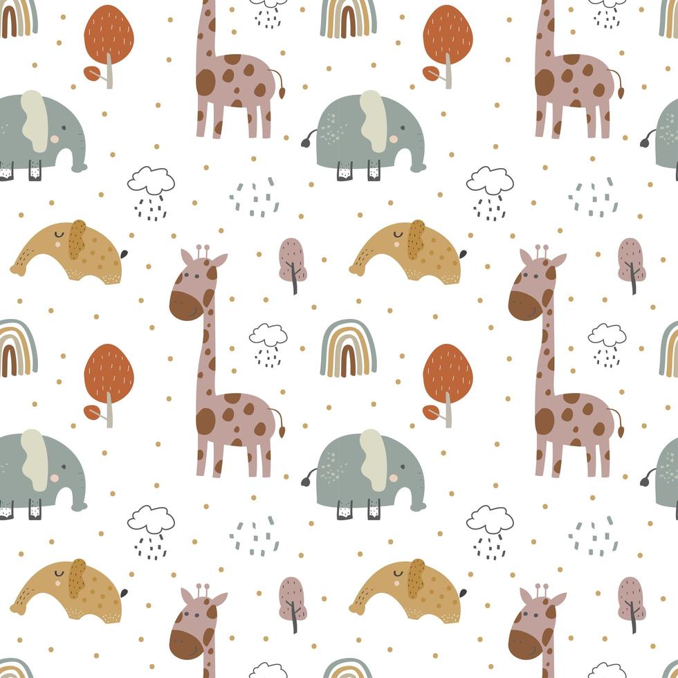 Giraffe and  elephant baby  vector