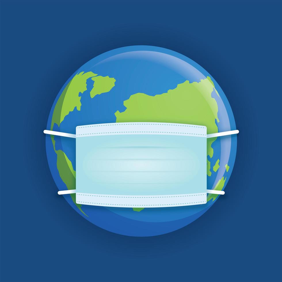 The world with wear medical mask  vector