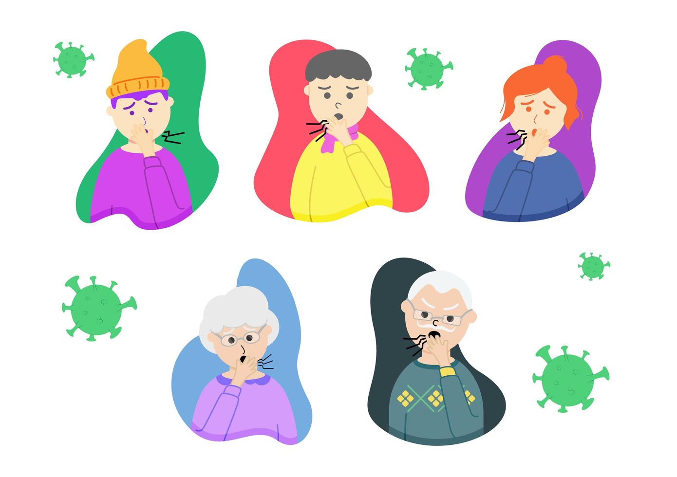 Set of character coughing vector