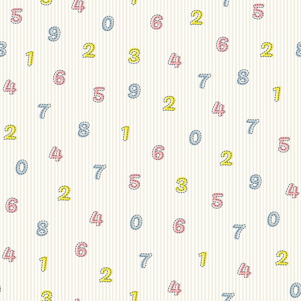Seamless multicolor number pattern background  vector