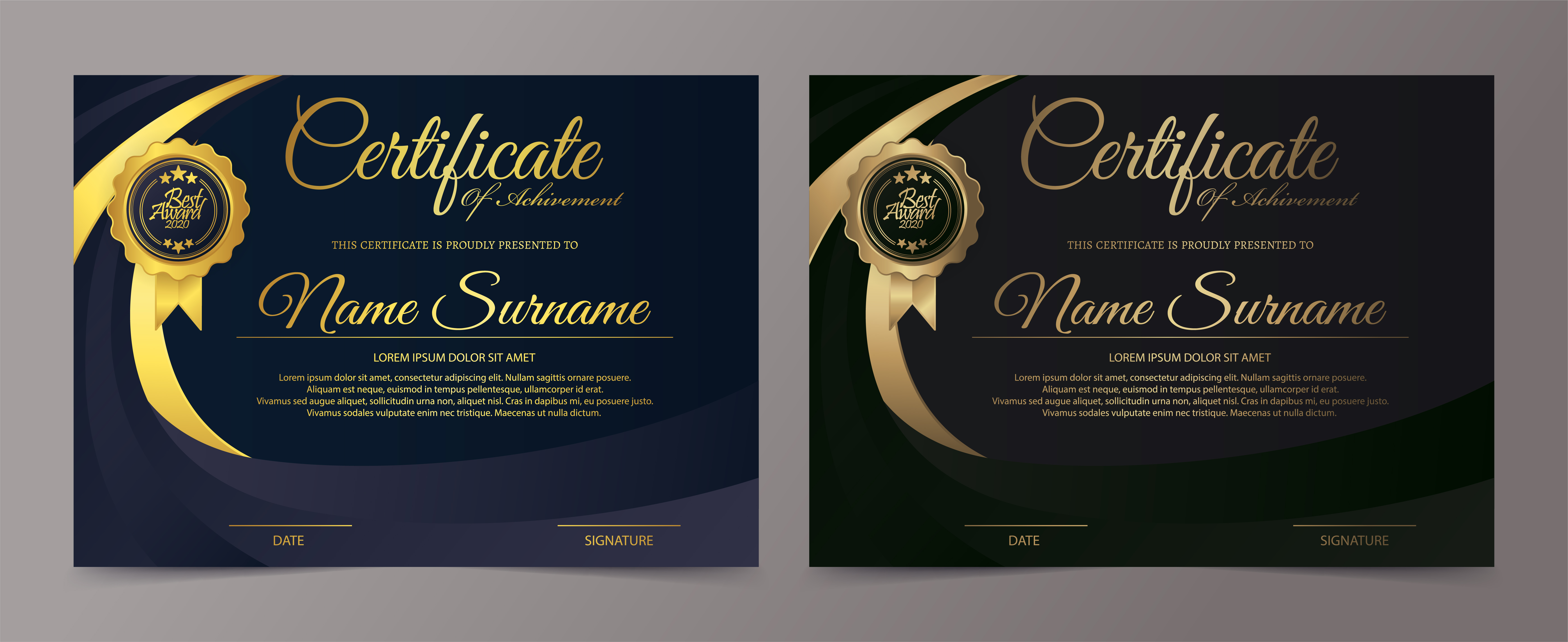 Black and gold certificate template set 1217341 - Download Free Vectors