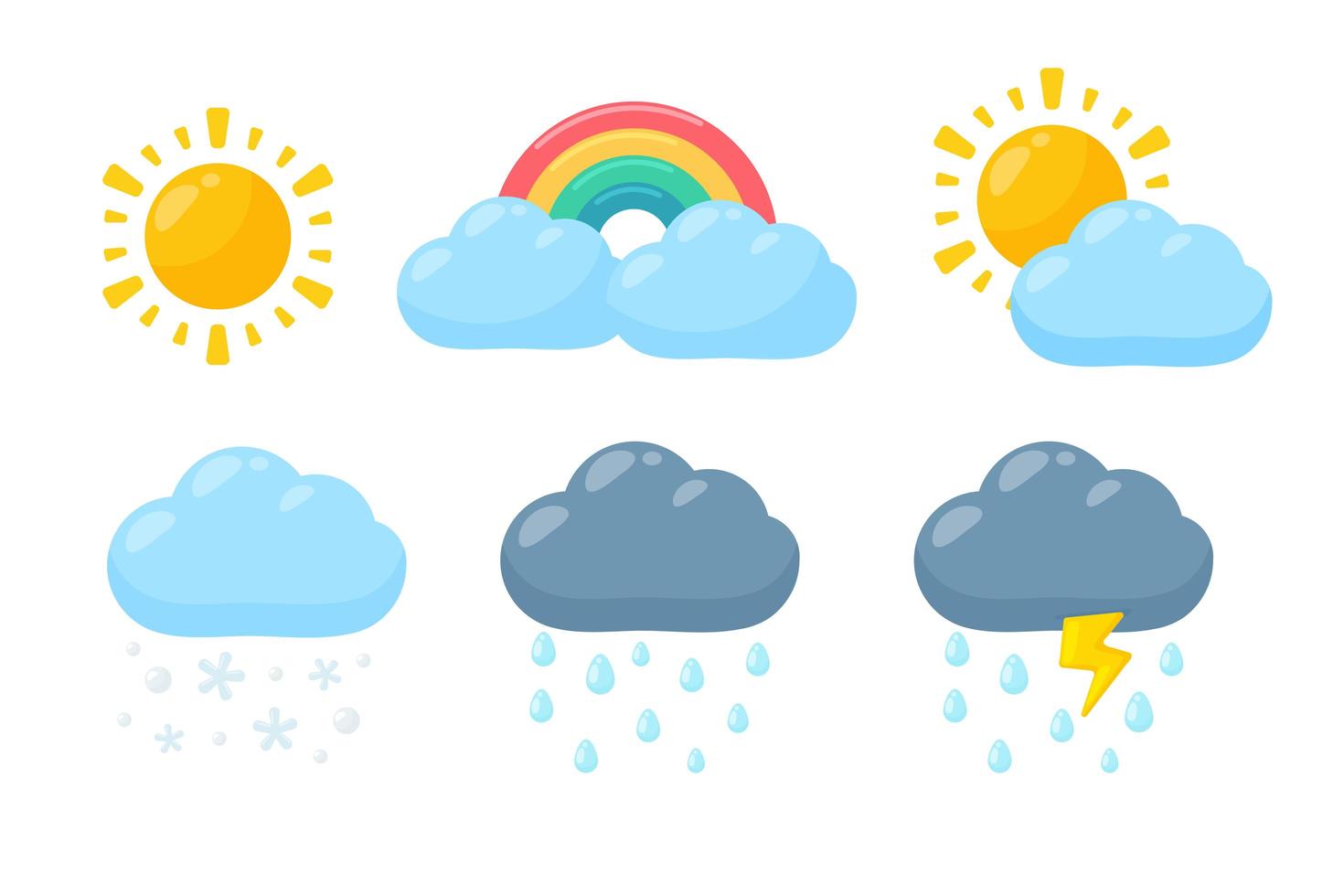 Weather icon set in  cartoon style vector