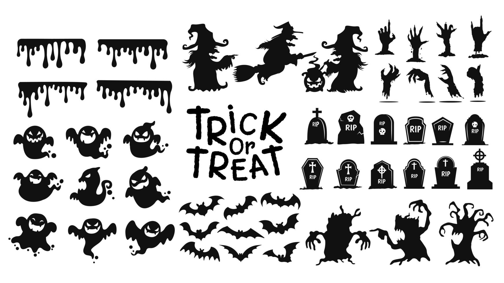 iconos de truco o trato de halloween vector