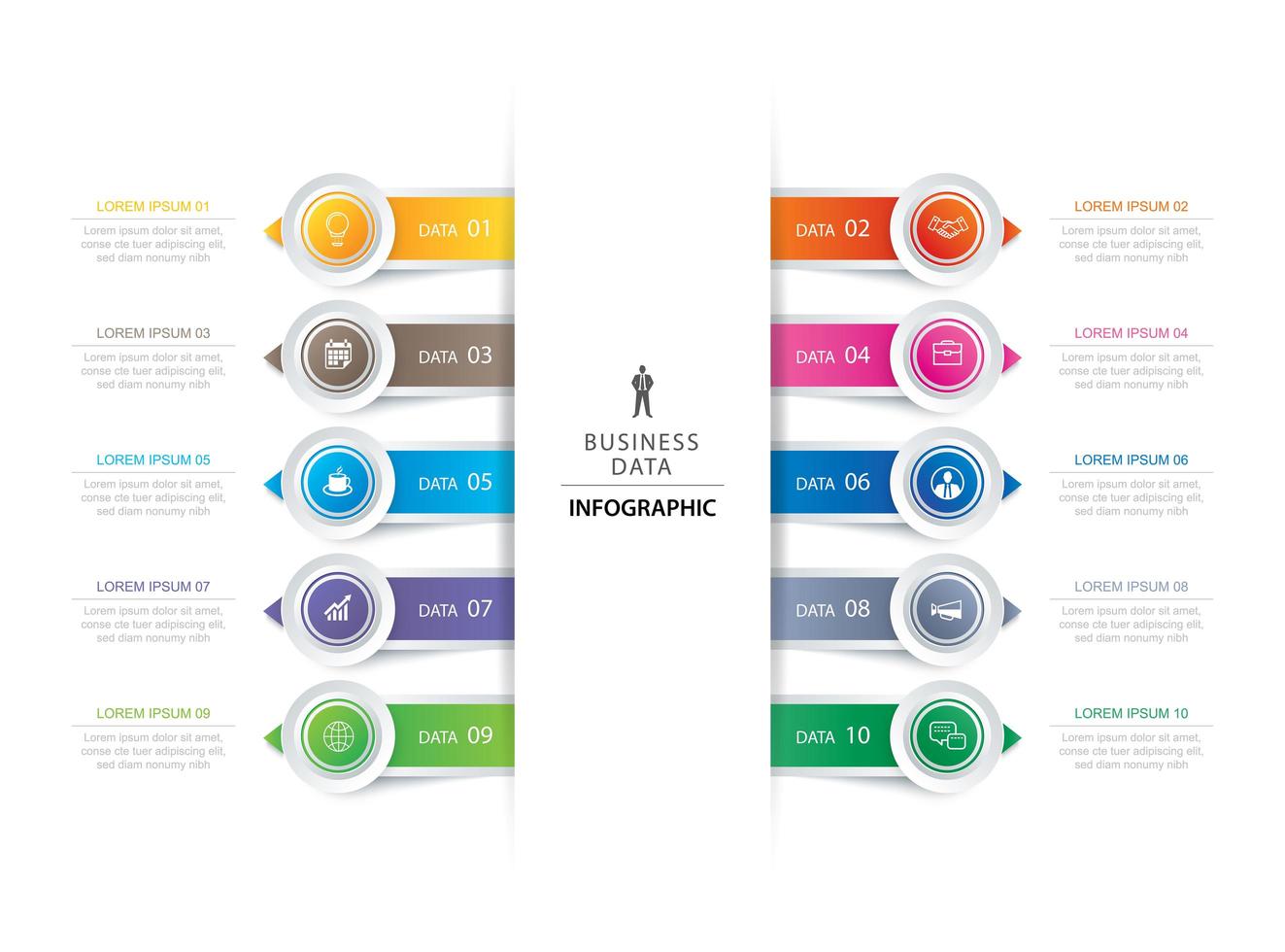 10 circle tab step infographic  vector